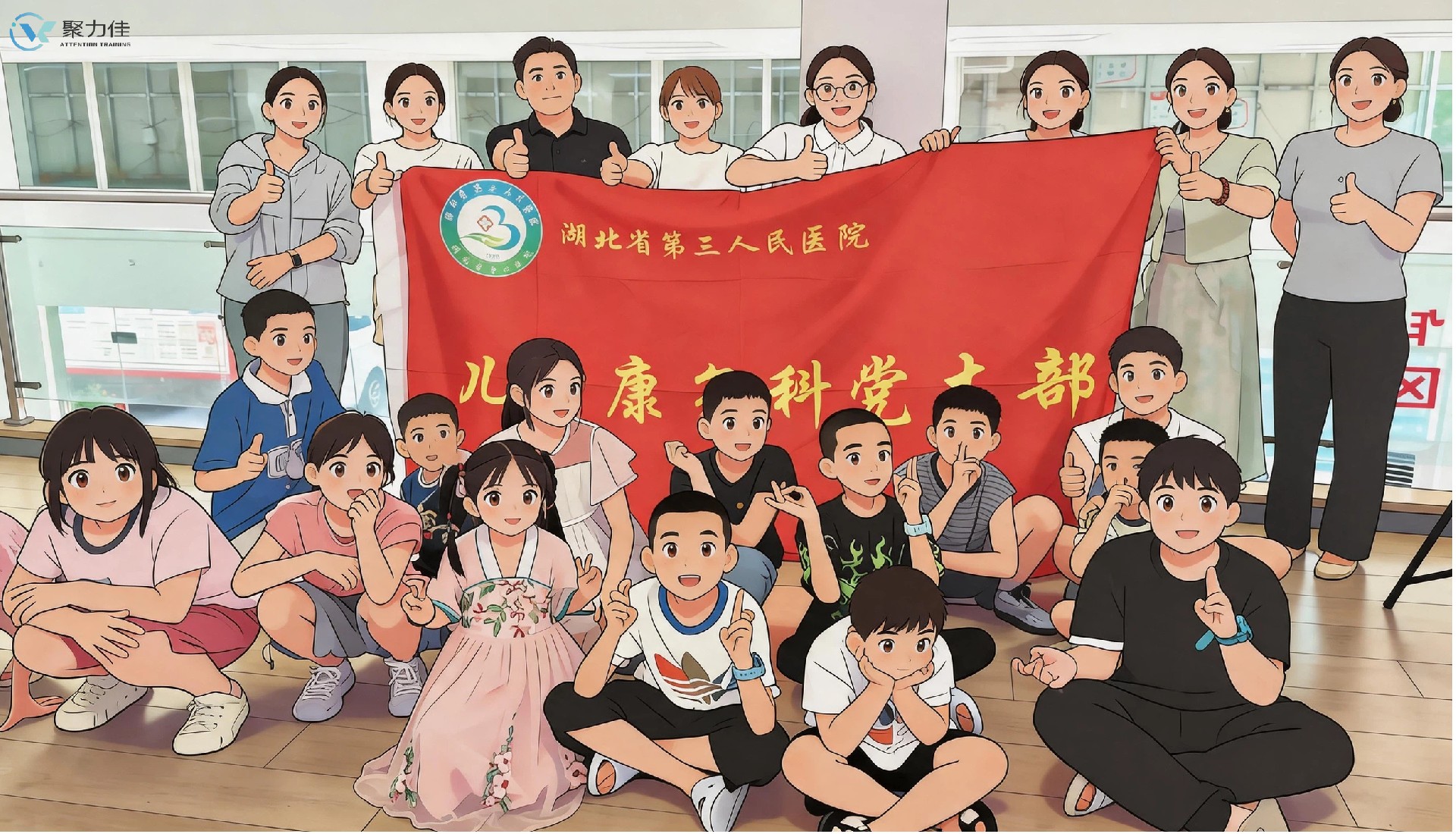 1785465913421975.jpg jimeng-2026-07-31-4099-帮我优化一下参考图,把整体色调调亮一些,让所有人物都变成卡通动画形象.jpg